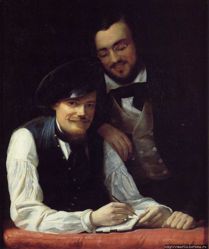 Автопортрет с братом.1840. Фра́нц Кса́вер Винтерха́льтер (нем. Franz Xaver Winterhalter; 1805—1873) . Foto Internet Шварцвальд, Германия