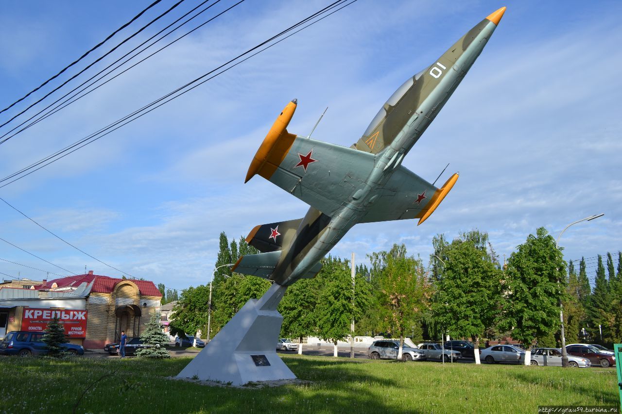 Памятник самолету L29 Мичуринск, Россия