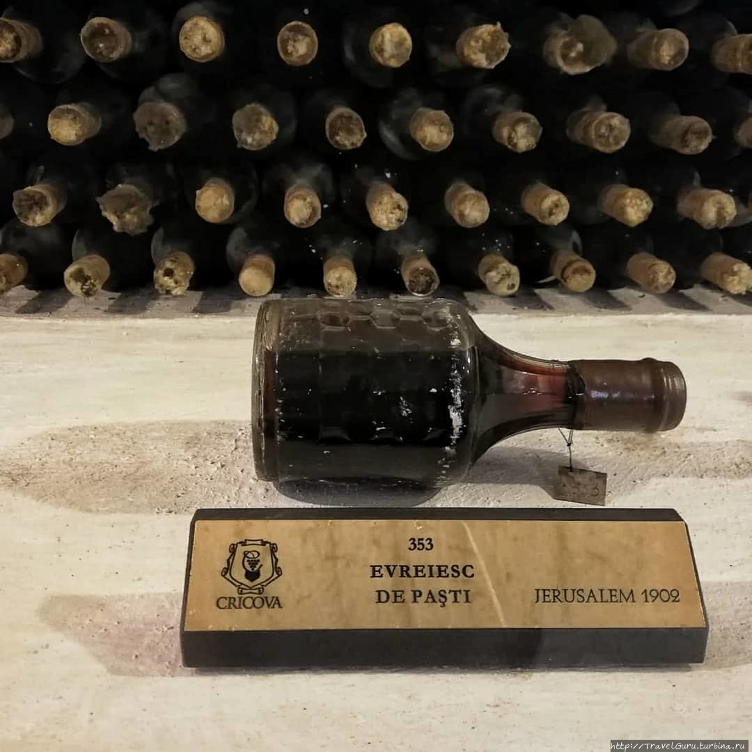 Самая ценная бутылка в коллекции, с вином из Палестины начала 20-го века. За неё предлагали сотни тысяч долларов. Криково, Молдова