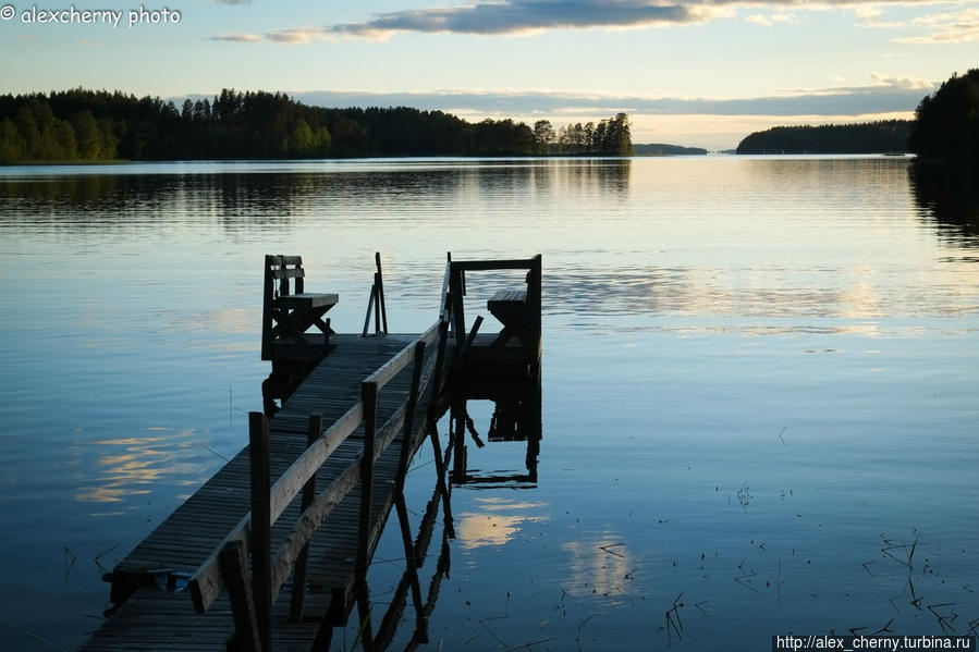 Вечер на озере Пурувеси Пункахарью, Финляндия