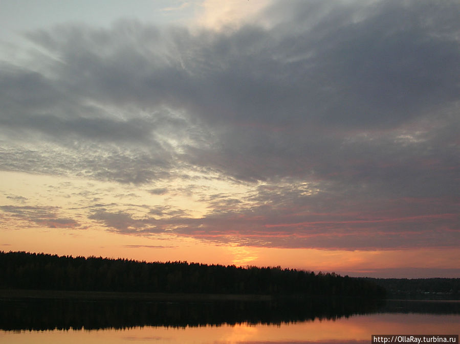 Закат на Кончезере. Вид из Авиаретро. Шуйская, Россия