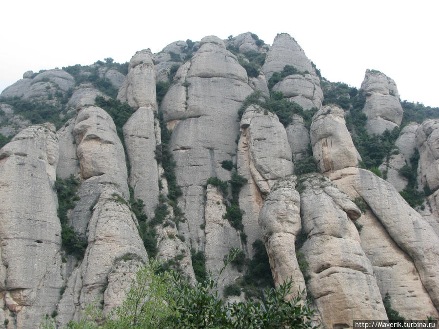 Некоторые скалы имеют названия: Хобот слона; Лошадь Бернарда; Брюхо Епископа... Монастырь Монтсеррат, Испания
