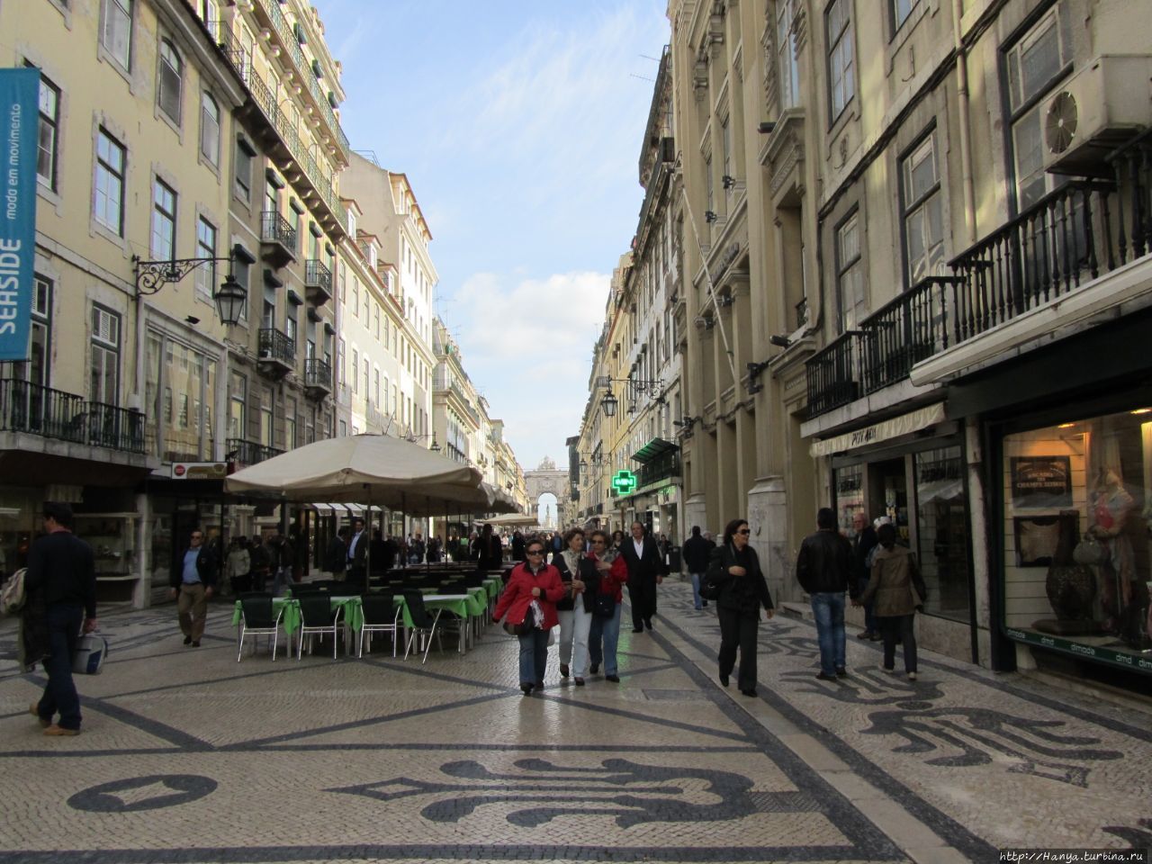 Пешеходная улица Rua Augusta Лиссабон, Португалия