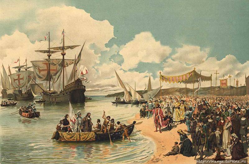 Отплытие Васко да Гама в Индию. Картина художника Альфредо Роке Гамейро. Из интернета