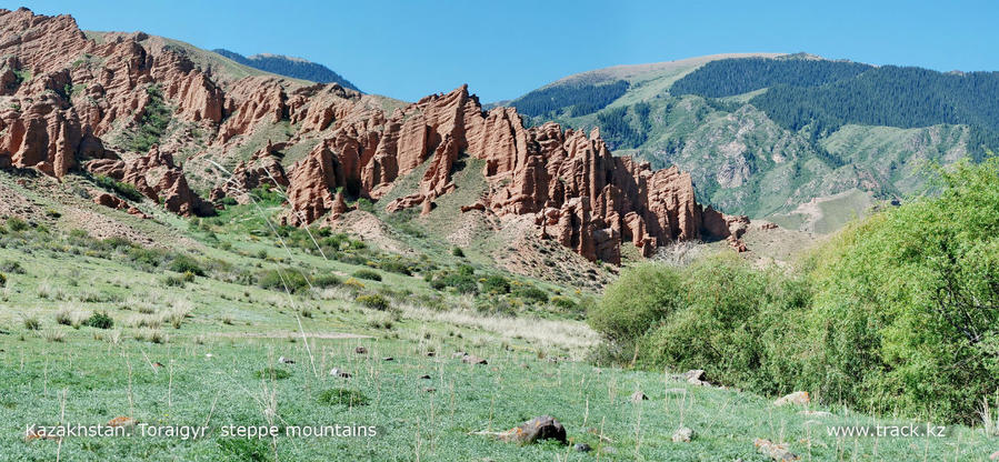 степные горы Торайгыр «Красные скалы» Тургень, Казахстан