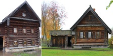 Дома зажиточного крестьянина из деревни Лог (слева) и бедного крестьянина (19 век).