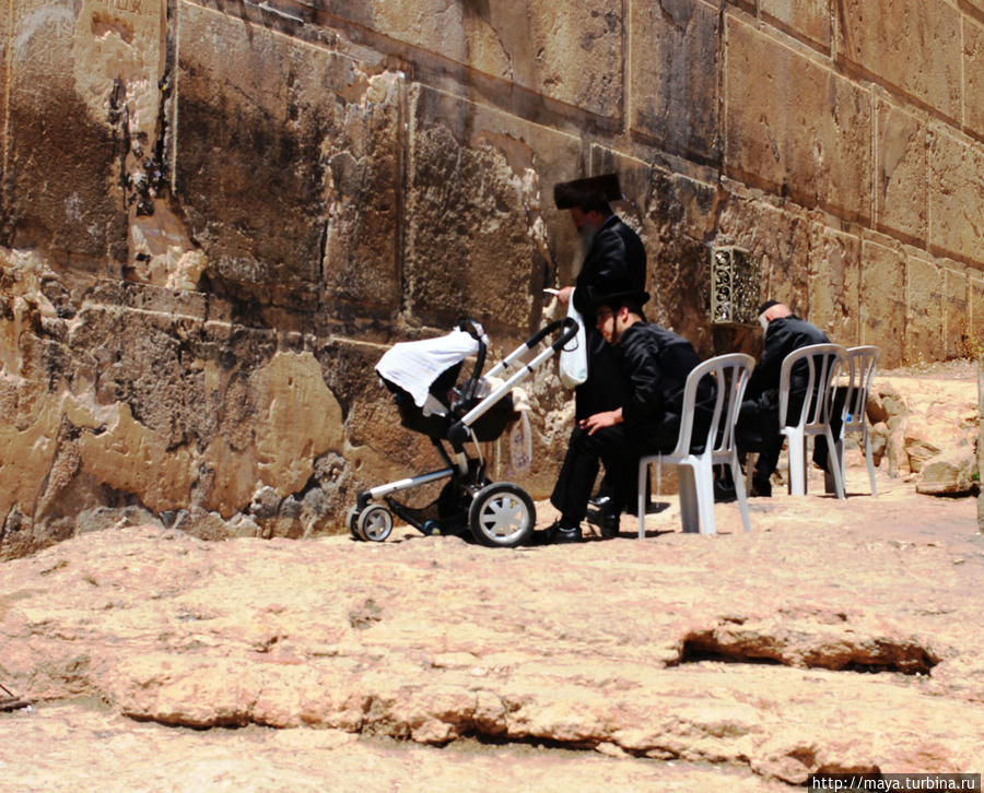 Молитва у щели в грот захоронений. Хеврон, Палестина