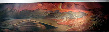 Так мексиканский художник изобразил Хорхе Камарена изобразил извержение вулкана.