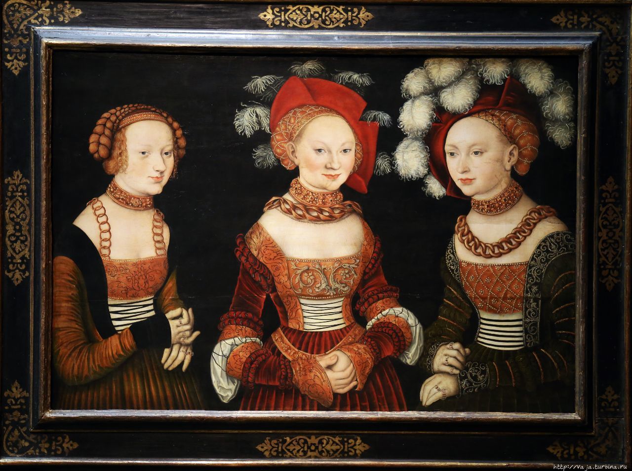 Лукас Кранах старший. Саксонские принцессы Сибилла,Эмилия и Сидония. Вена, Австрия