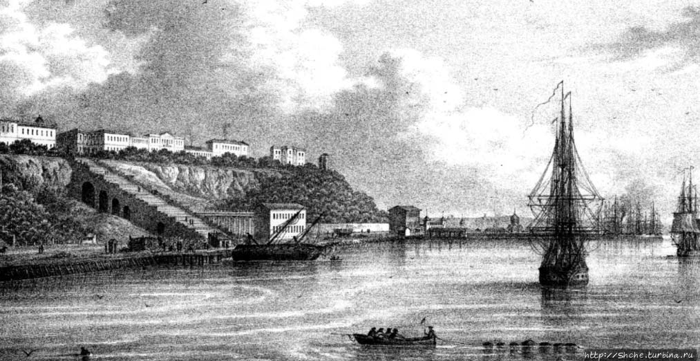Вид на Потёмкинскую лестницу с моря, 1850-е годы. Фото из интернета Одесса, Украина