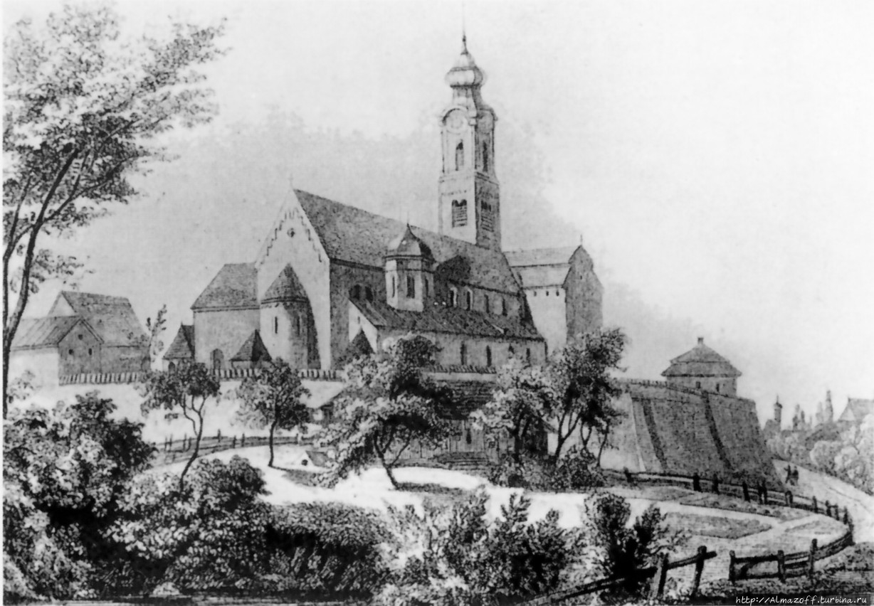 Вид на собор Святого Петра, ок. 1860 года. Штраубинг, Германия