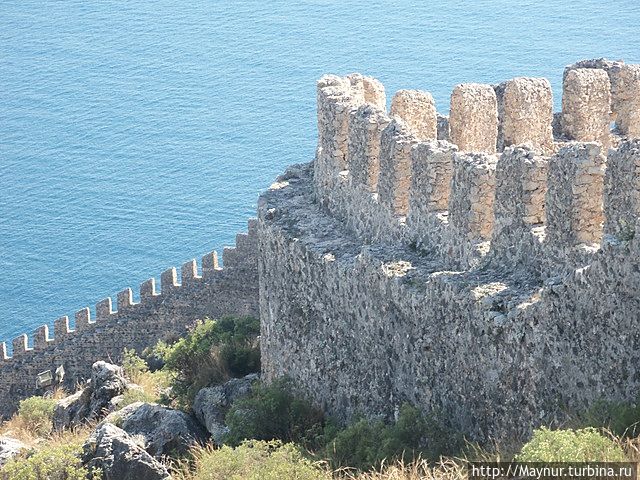 Из-за крутизны и мощных стен крепость была абсолютно недоступна со стороны моря. Алания, Турция