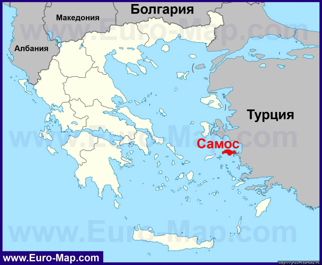 Карта из Интернета Остров Самос, Греция