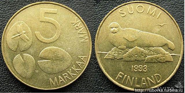 Изображение нерпы было отчеканено на финляндских монетах достоинством 5 марок.