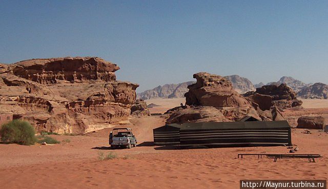Бедуинские палатки из козьей шерсти. Пустыня Вади Рам, Иордания