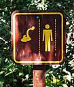 Довольно интересный предупредительный знак у деревьев рядом с мостками Дорога контролируется змеиным патрулем