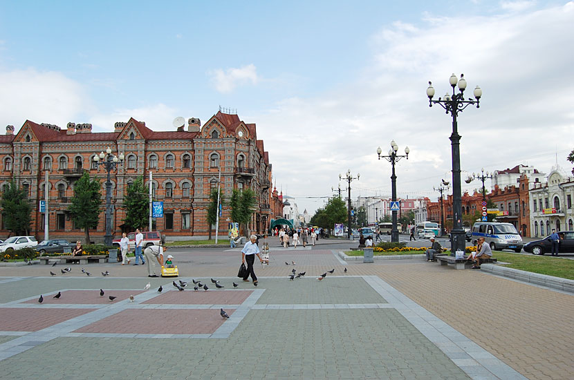 Комсомольская площадь и улица Муравьева-Амурского Хабаровск, Россия