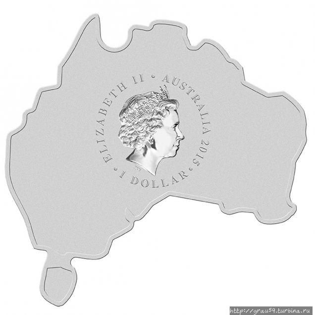 Монеты в виде очертаний стран и территорий-1. Австралия Австралия