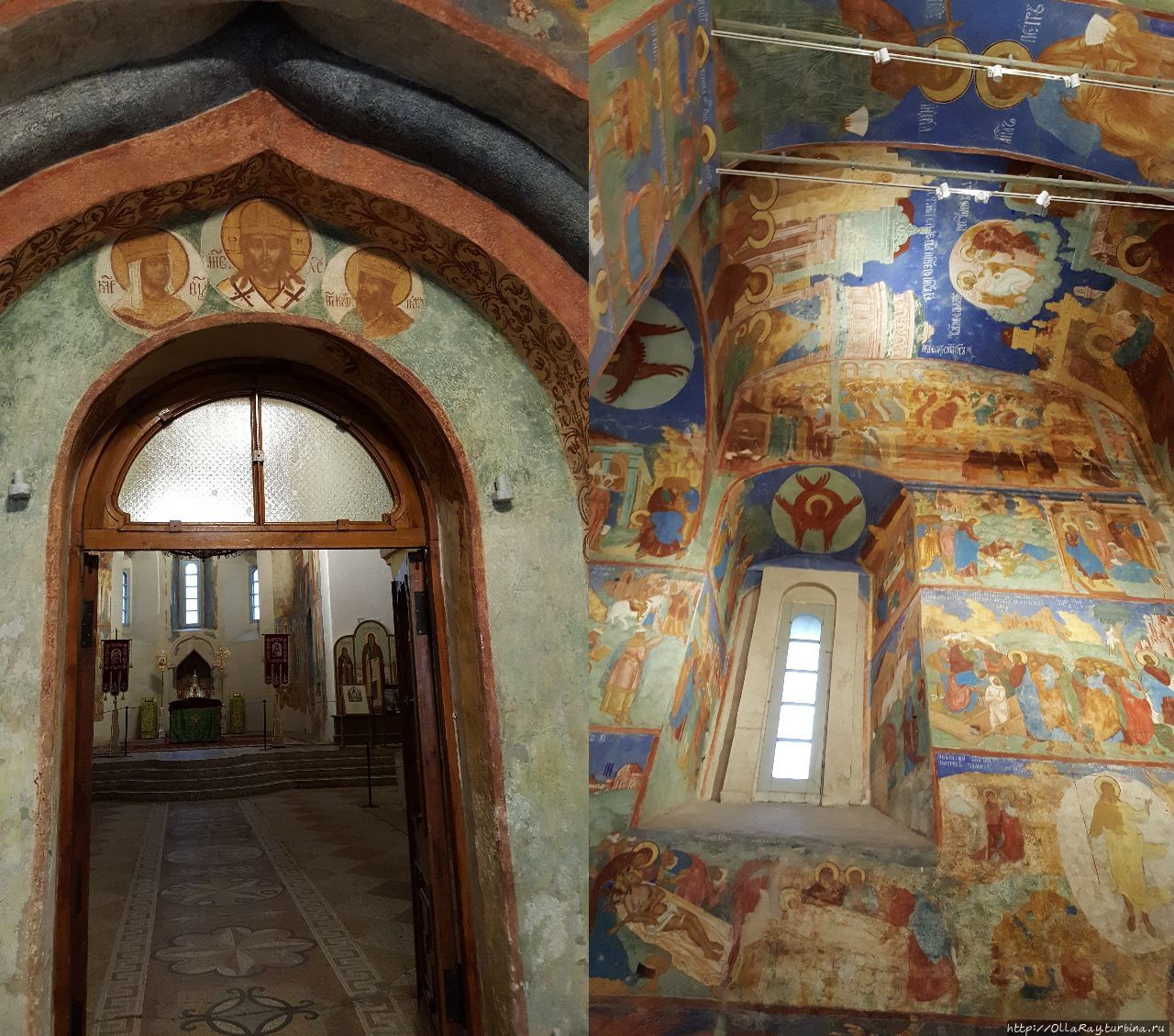 Интерьер собора. Фрески в нём  были выполнены первоначально в 17 веке. Суздаль, Россия
