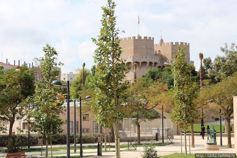 сады в районе башен Serranos Валенсия, Испания