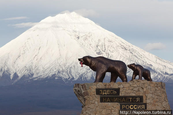 Памятник медведице с медвежонком Елизово, Россия