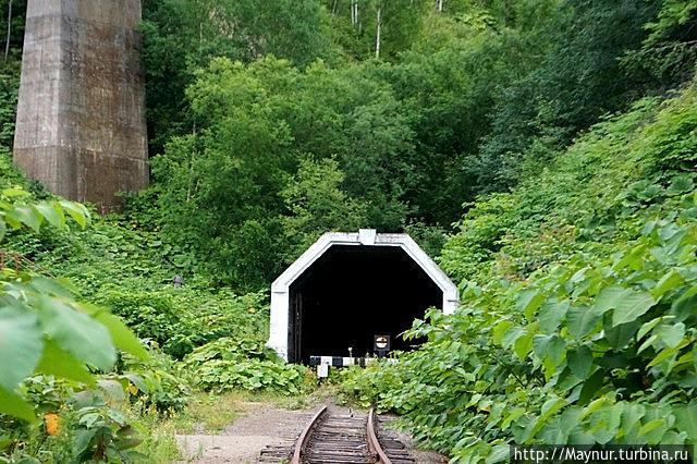 Длина  нижнего  тоннеля  равна  870 и  метрам, ширина  6 м.и  высота  5.5 м. Южно-Сахалинск, Россия
