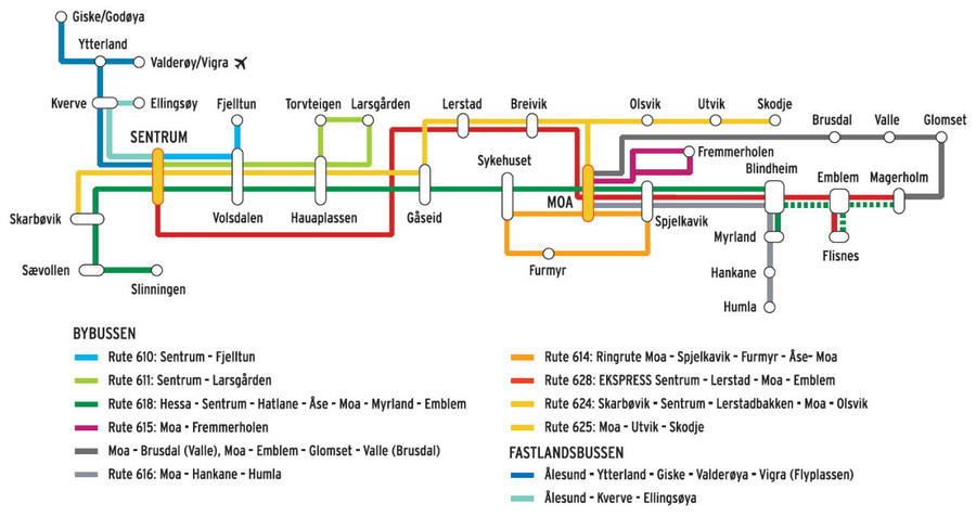 Карта городских маршрутов. Олесунн, Норвегия