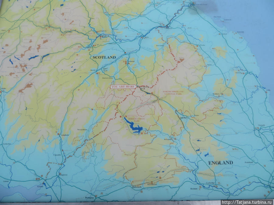 Как выглядит граница  между Англией и   Шотландией Великобритания