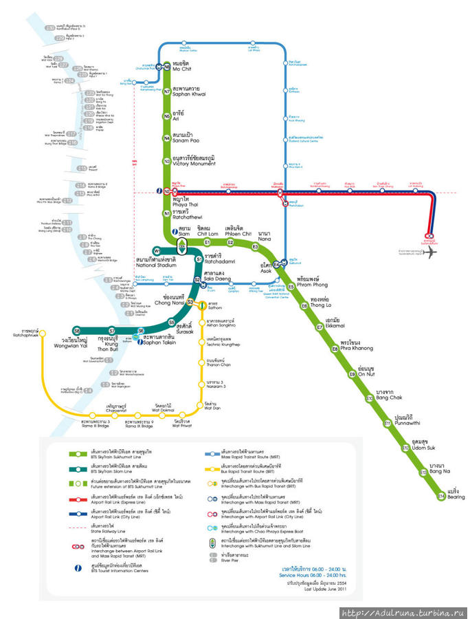 Карта не только содержит ветки метро но желтым обозначена линия автобусов которая пока не исследована,
а так же линия речных трамвайчиков. Бангкок, Таиланд