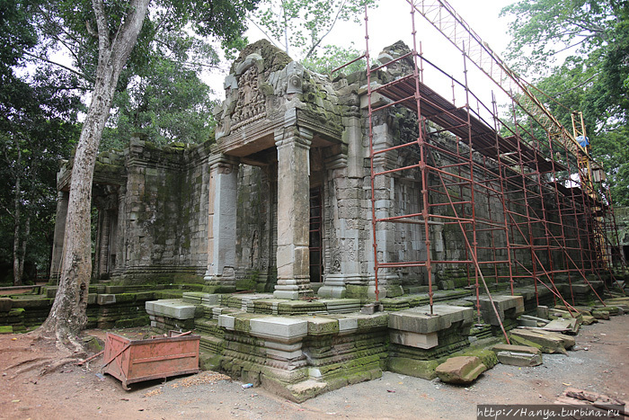 Прямоугольное сооружение, внутри которого 96 колонн поддерживали кровлю в храмовом комплексе Та Пром. Фото из интернета
