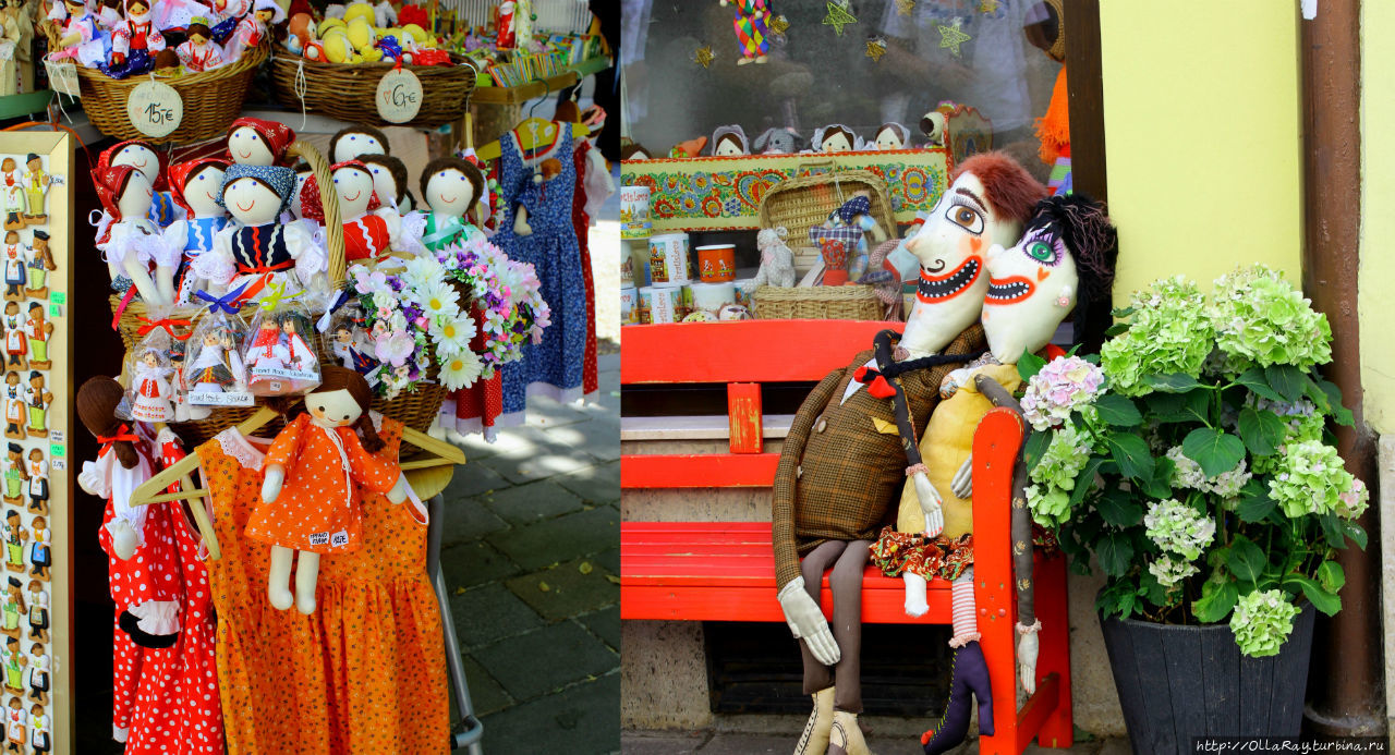 Забавные текстильные куклы продаются практически во всех сувенирных магазинах. Братислава, Словакия