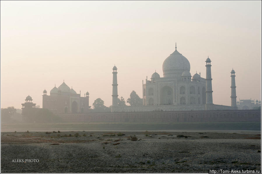 А величественный Тадж предстал для нас, как ежик в тумане — в самом неприглядном виде. С восходом солнца ситуация практически не изменилась... Агра, Индия