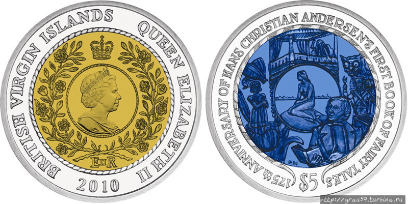Удивительно красивые монеты из цветного титана. Часть 1 Британские Виргинские острова