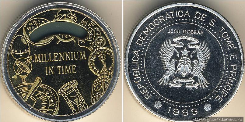 Монеты — часы  и часы из монет Сан-Томе и Принсипи