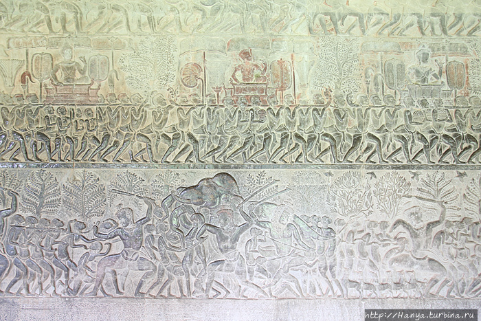 Южная галерея Ангкор Вата. Ад (внизу) и рай (наверху) Ангкор (столица государства кхмеров), Камбоджа