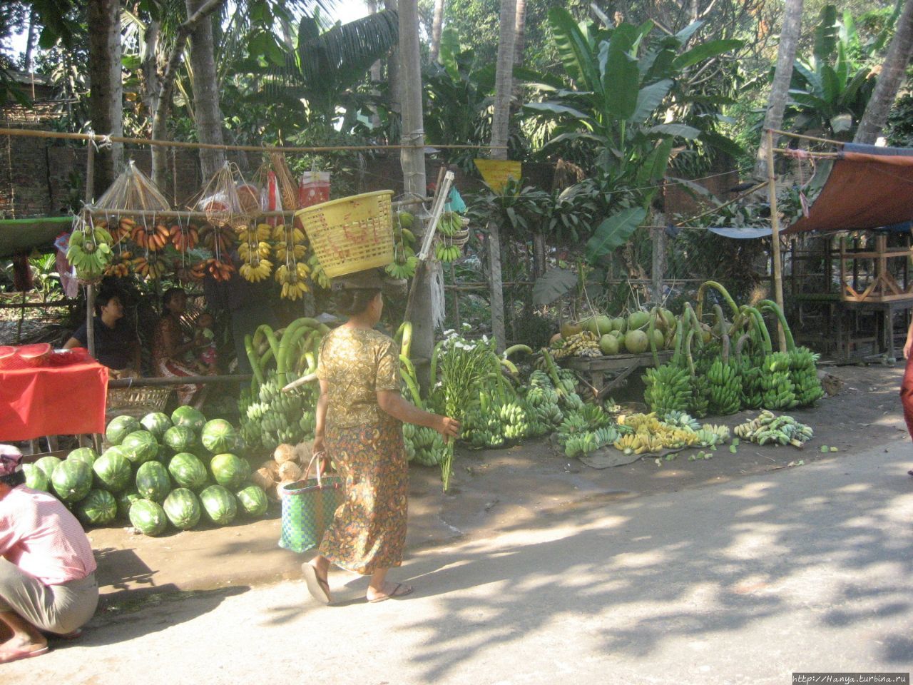 Янгун. Торговля бананами Янгон, Мьянма