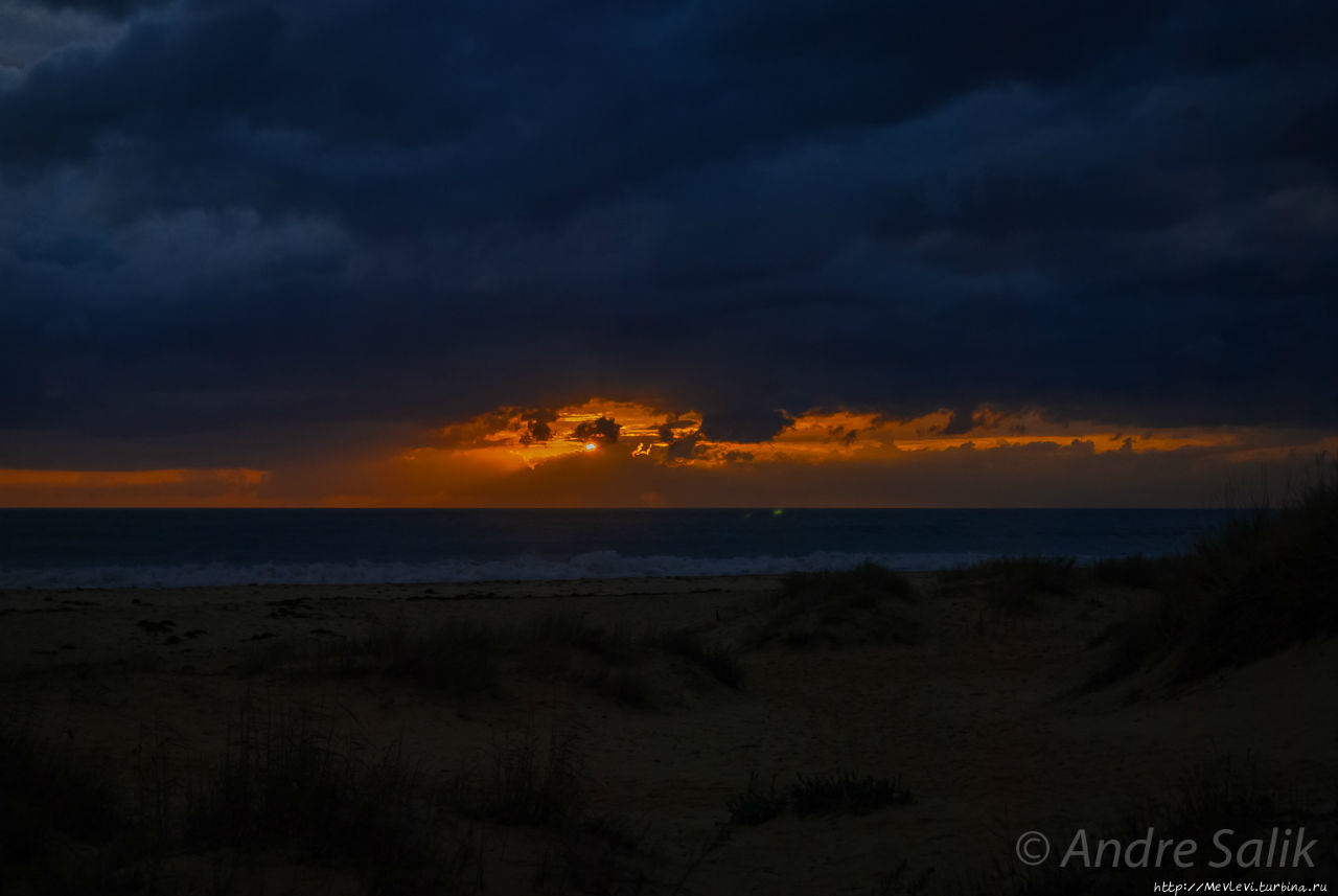 Закат и октябрьский океан Тарифа, Испания