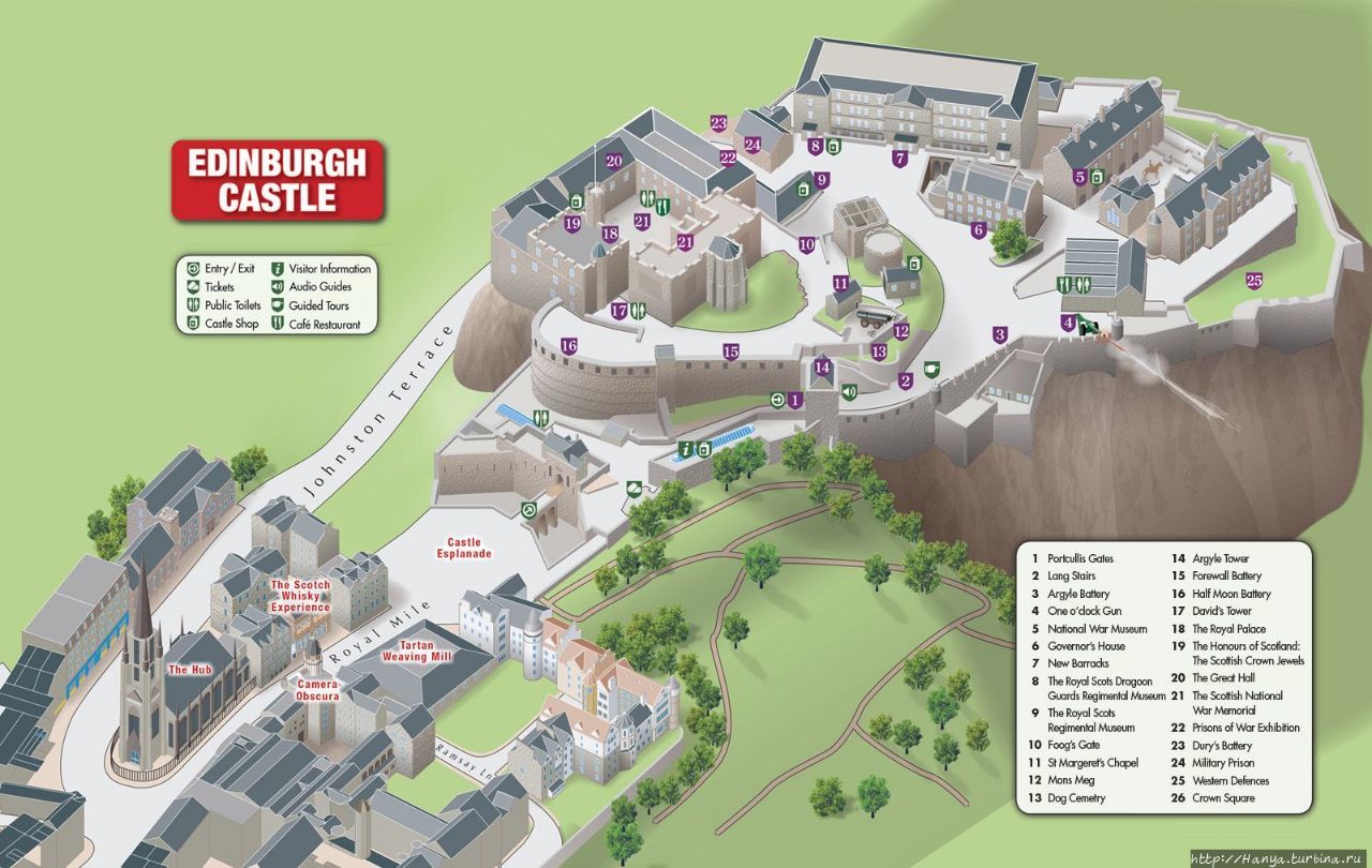 Схема Эдинбургского замка. Фото из интернета Эдинбург, Великобритания