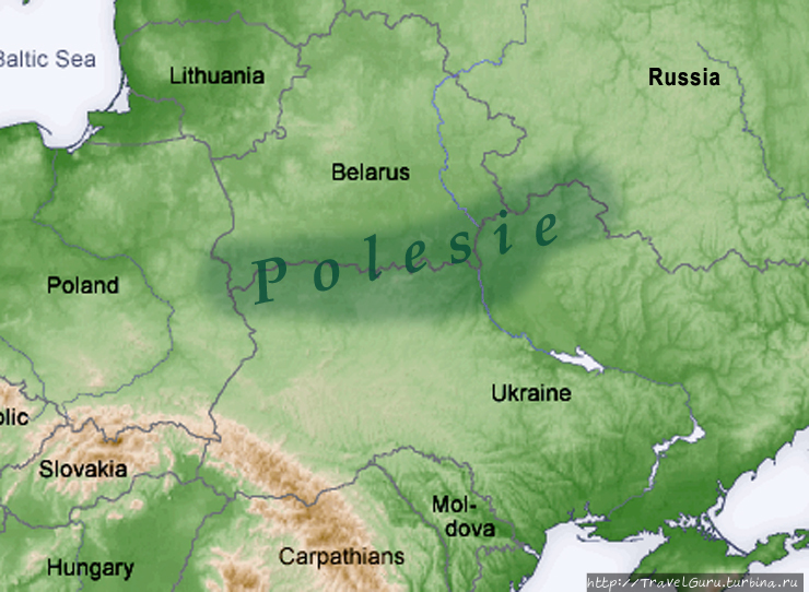 Расположение Полесья на фоне существующих ныне государств. Пинск, Беларусь