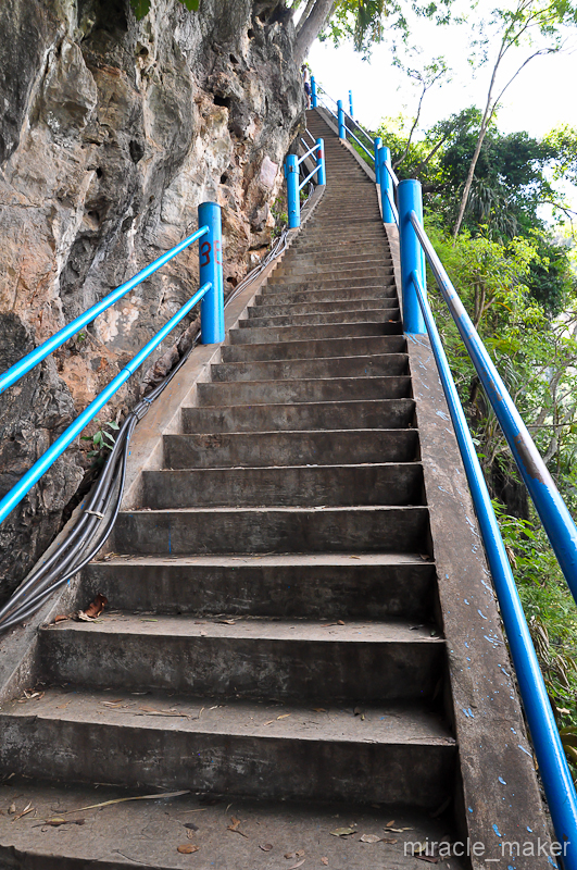 К самой вершине подведено электричество и водопровод, поэтому по всему пути проложены провода и установлены металлические накопительные емкости.