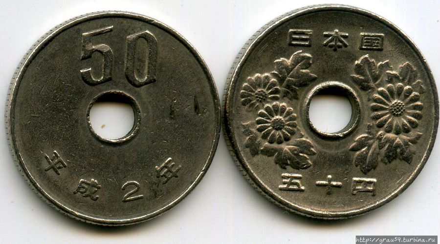 10 ен в рублях. Японские монеты с дыркой 50 йен. Японские монеты 50 йен. Монета 50 йен 50. Монета Япония 50 йен 1990.