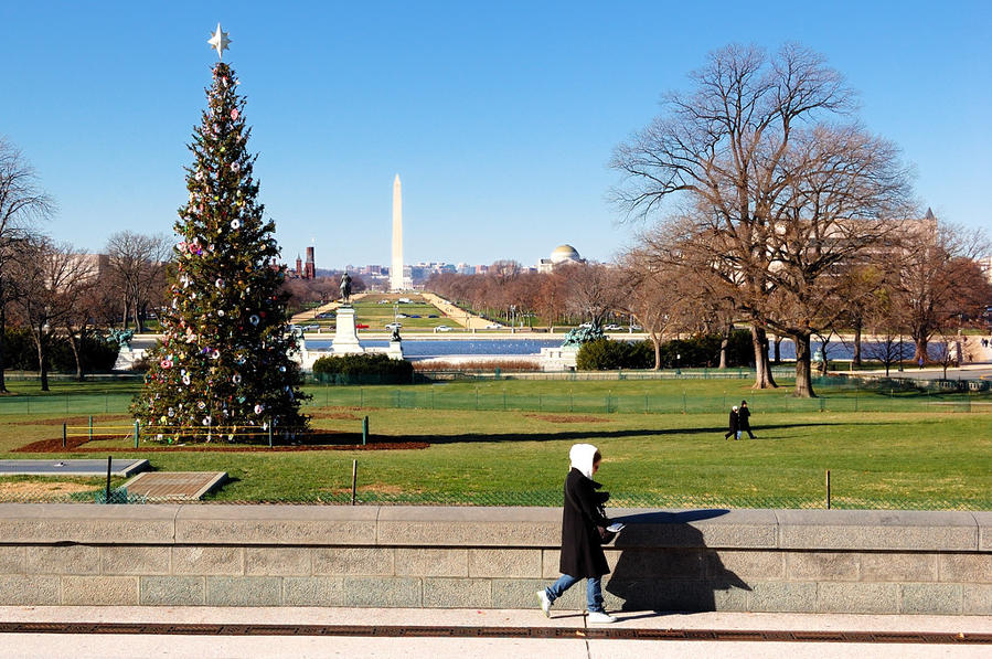 Вид от Капитолия на National Mall и Мемориал Вашингтона Вашингтон, CША