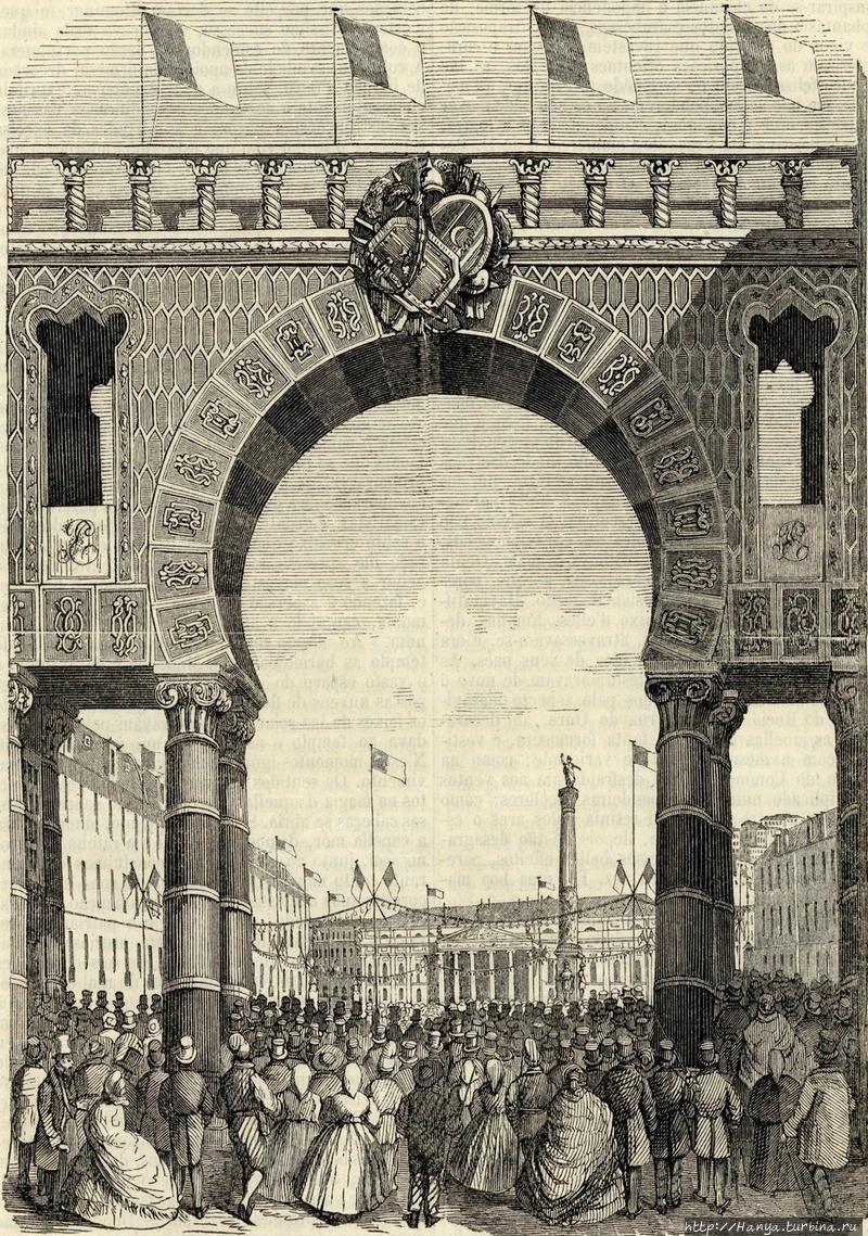 Арка н. Лиссабон в 19 веке. Нарисованные пилоны арки 19 век.