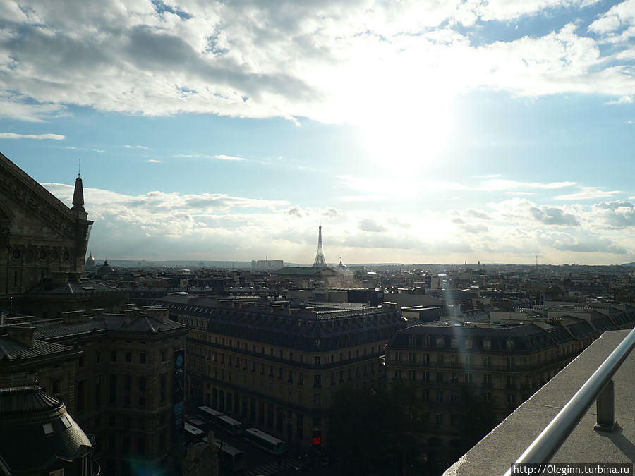Вид на город с террассы галереи Лафайет Париж, Франция