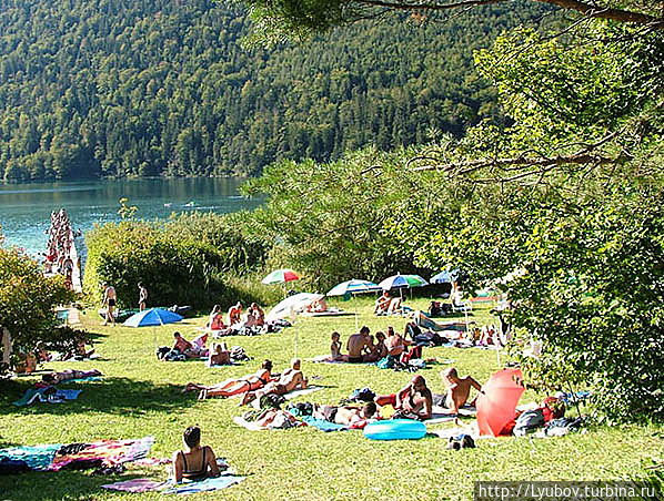 Платный пляж на Альпзее Фюссен, Германия