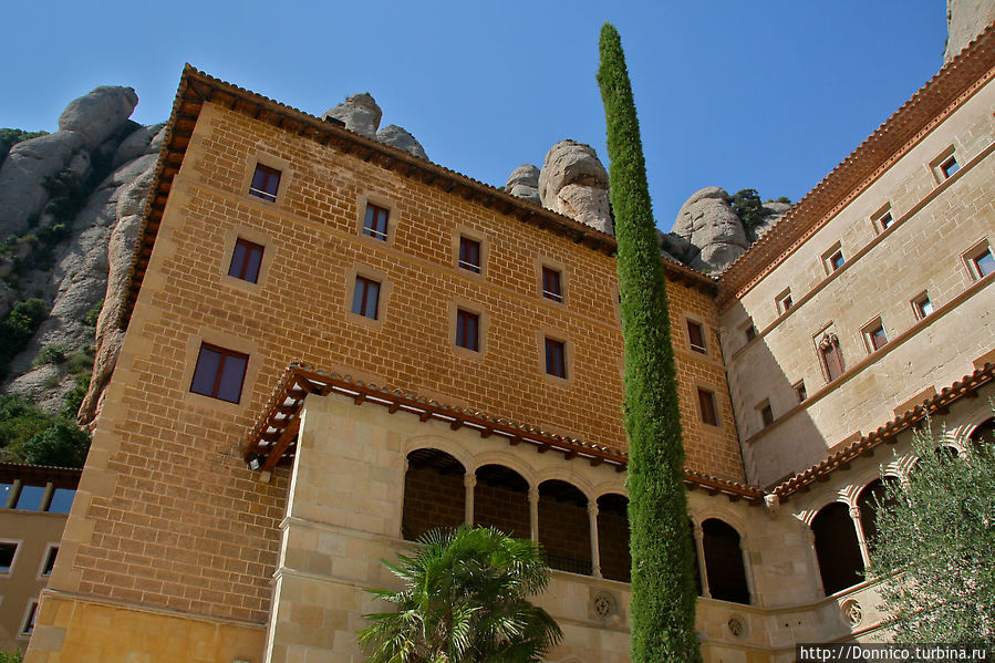 здание корпуса монастыря — но каков кипарис! Монастырь Монтсеррат, Испания