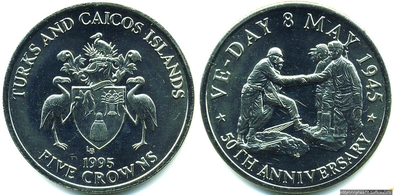 Россия на монетах других стран. 8 мая 1945 года Тёркс и Кайкос