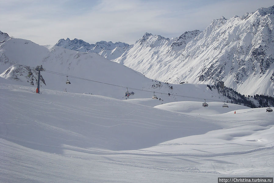Спуск в Самнаун из австрийского Ишгля Самнаун, Швейцария
