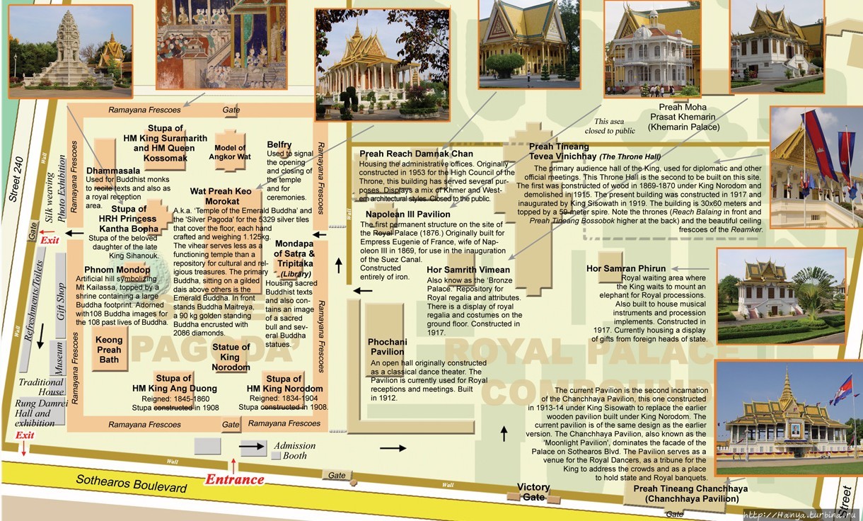 Схема Королевского дворца. Фото из интернета Пномпень, Камбоджа