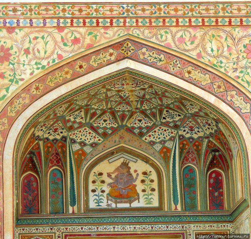 Росписи верхней части ворот Ганеши Джайпур, Индия